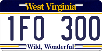 WV license plate 1FO300