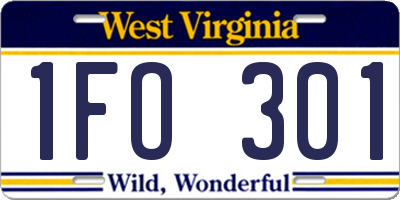WV license plate 1FO301