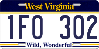 WV license plate 1FO302