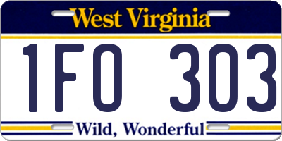 WV license plate 1FO303