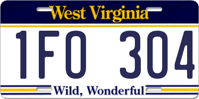 WV license plate 1FO304