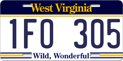 WV license plate 1FO305