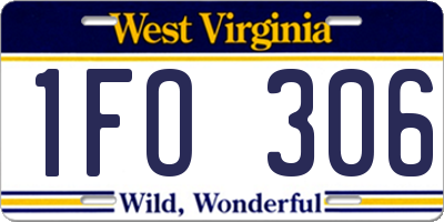 WV license plate 1FO306