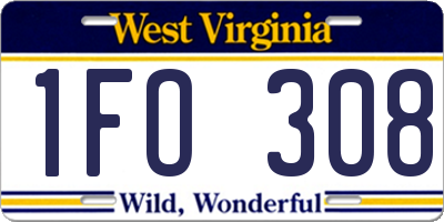 WV license plate 1FO308