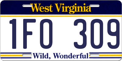WV license plate 1FO309