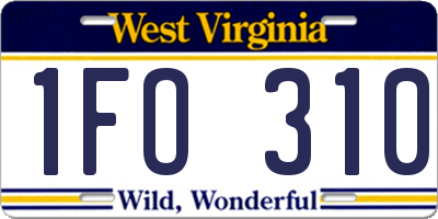 WV license plate 1FO310