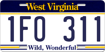 WV license plate 1FO311