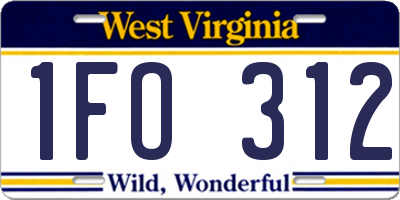 WV license plate 1FO312