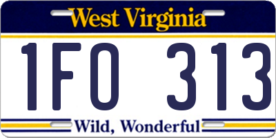WV license plate 1FO313