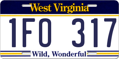 WV license plate 1FO317