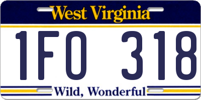 WV license plate 1FO318
