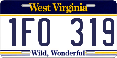 WV license plate 1FO319