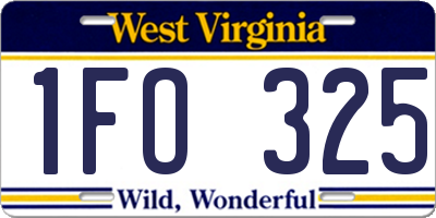 WV license plate 1FO325