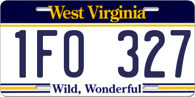 WV license plate 1FO327