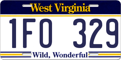 WV license plate 1FO329