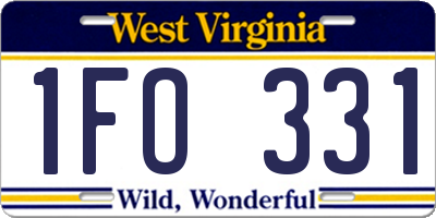 WV license plate 1FO331