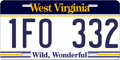 WV license plate 1FO332