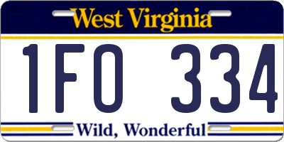 WV license plate 1FO334