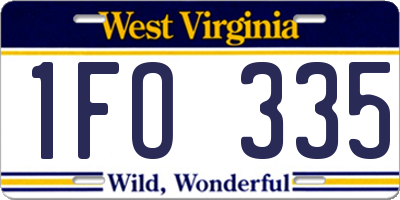 WV license plate 1FO335