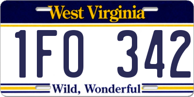 WV license plate 1FO342