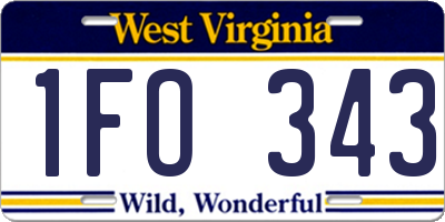 WV license plate 1FO343