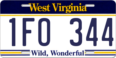 WV license plate 1FO344