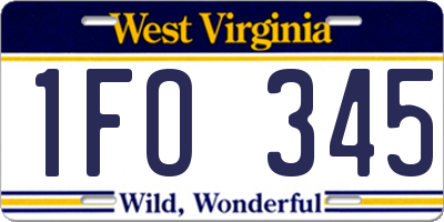 WV license plate 1FO345
