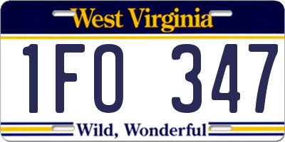 WV license plate 1FO347