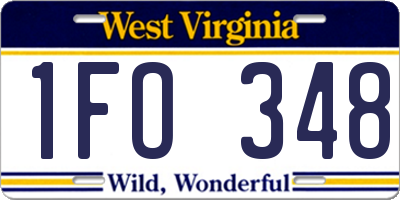 WV license plate 1FO348