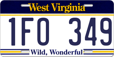 WV license plate 1FO349
