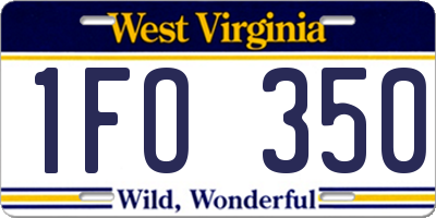 WV license plate 1FO350