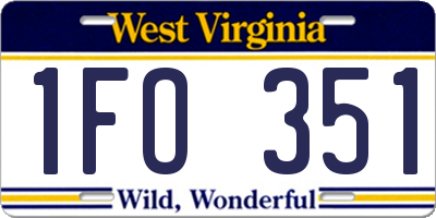 WV license plate 1FO351