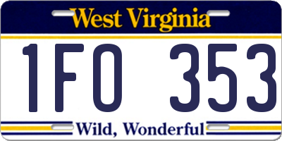 WV license plate 1FO353