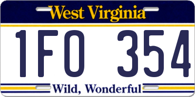 WV license plate 1FO354