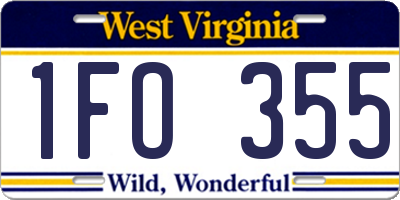 WV license plate 1FO355