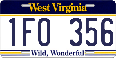 WV license plate 1FO356