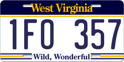 WV license plate 1FO357