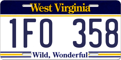 WV license plate 1FO358