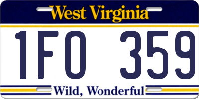 WV license plate 1FO359