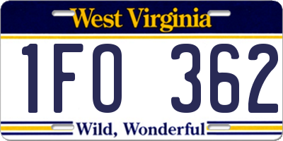 WV license plate 1FO362