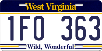 WV license plate 1FO363