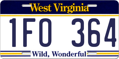 WV license plate 1FO364