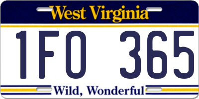 WV license plate 1FO365