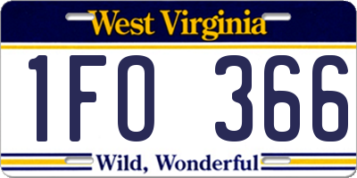WV license plate 1FO366