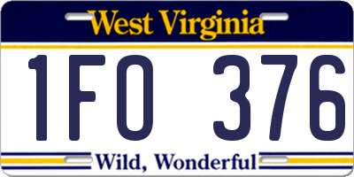 WV license plate 1FO376