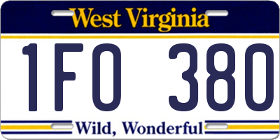 WV license plate 1FO380