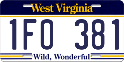 WV license plate 1FO381