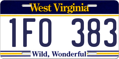 WV license plate 1FO383