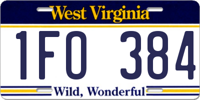 WV license plate 1FO384