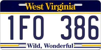 WV license plate 1FO386